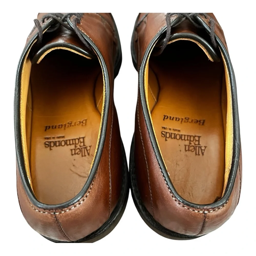 Allen Edmonds Bergland Brown Leather Derby Shoe Mens Size 7 D Lace-up Cap Toe